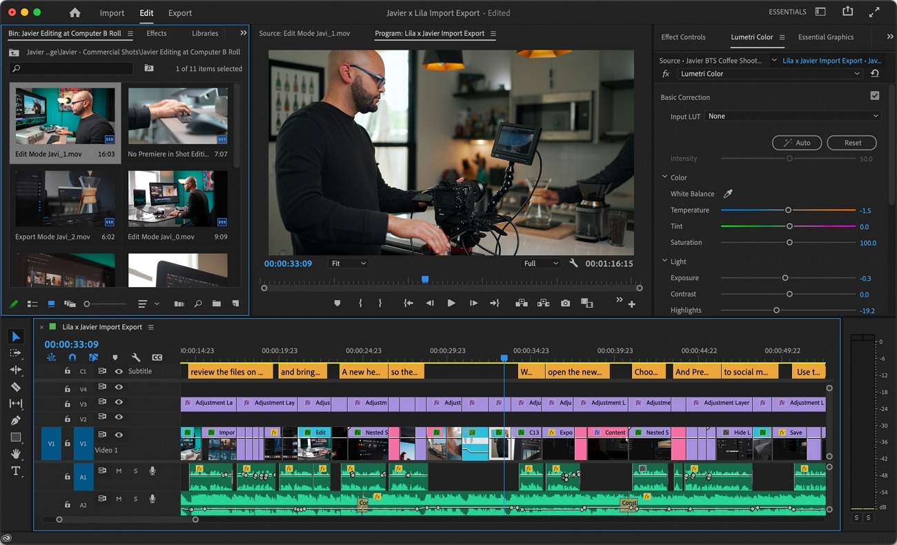 adobe premiere pro interface